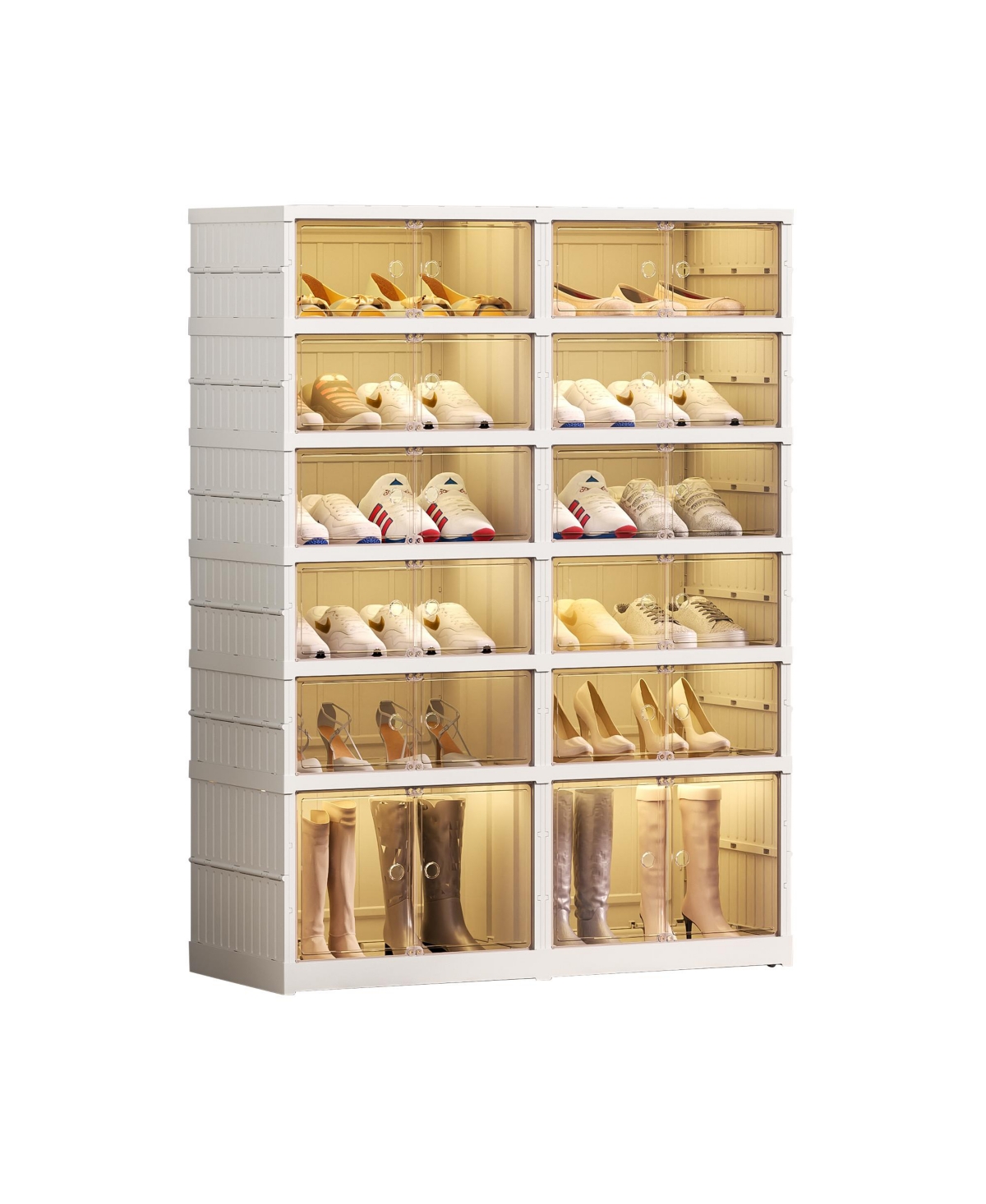 Slickblue 6-Tier Shoe Storage Cabinet for 24 Pairs - Portable Foldable Shoe Rack Organizer for Entryway, Closet, and Living Room