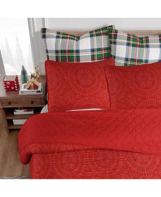 3 Pcs Christmas Quilt Bedspread Set Holiday Bedding Medallion King