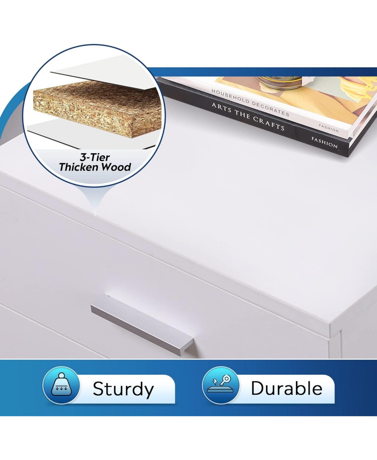 Devaise 3 Drawer Wood Mobile File Cabinet, Rolling Filing Cabinet for Letter/A4