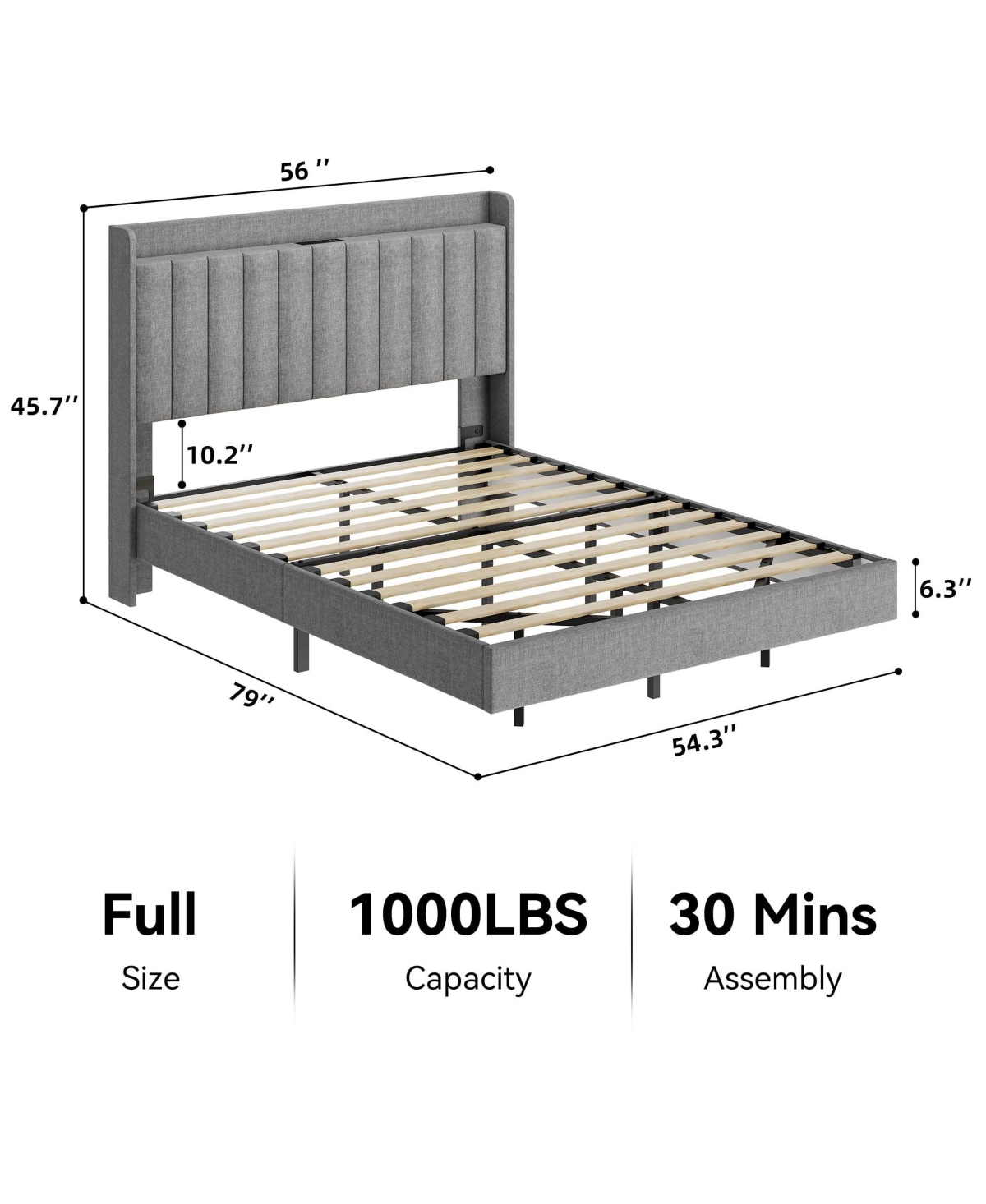 gaomon Full Size Floating Bed Frame with Led Lights
