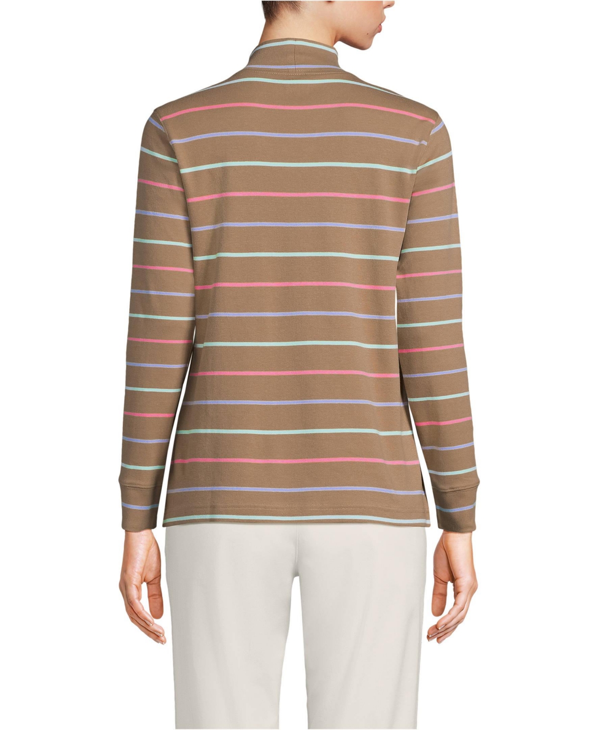 Lands' End Petite Relaxed Cotton Long Sleeve Mock Turtleneck