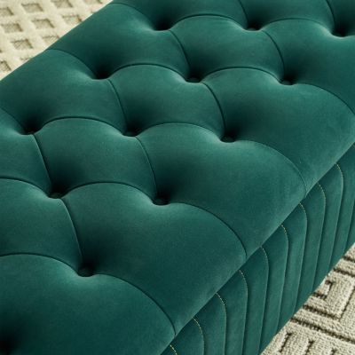 Streamdale 47'' Velvet Storage Ottoman, Gold Accents