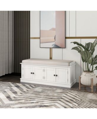 Multi-Use Storage Bench – 4-Door Organizer Cabinet with Shelves for Hallway, Bedroom, or Mudroom