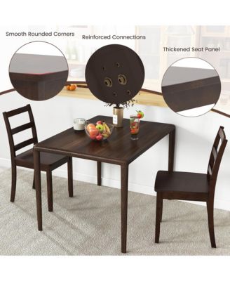 Set of 4 Dining Chairs Ladder Back Armless Side Chair w/ Solid Rubber Wood Legs