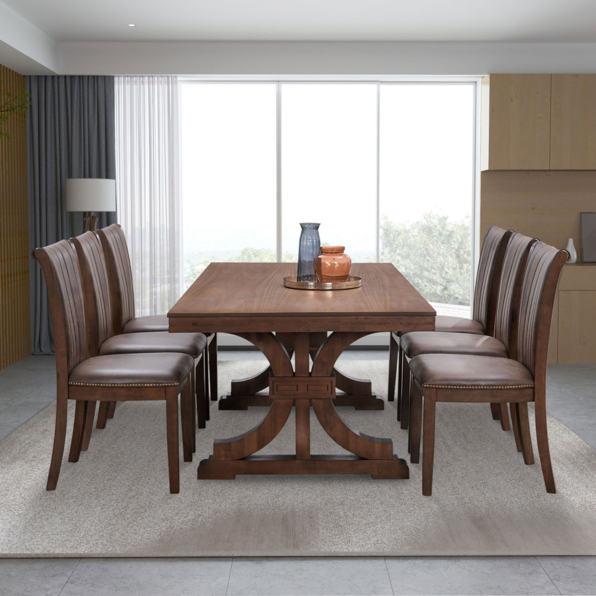 Streamdale Furniture Wooden Dining Chairs Set of 2, Modern Fabric Upholstered Kitchen Side Chairs,Mid Century Modern Kitchen Chairs with Open Back Far