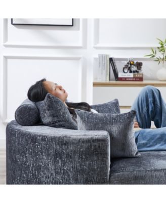 Chenille Sofa Sleeper, 55'', Assembly-Free, Modern Lounge Chair