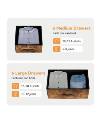 Dresser For Bedroom With 12 Drawer, Dressers & Chests Of Drawers For Hallway, Entryway, Storage Organizer Unit With Fabric, Sturdy Metal Frame, Wood Tabletop