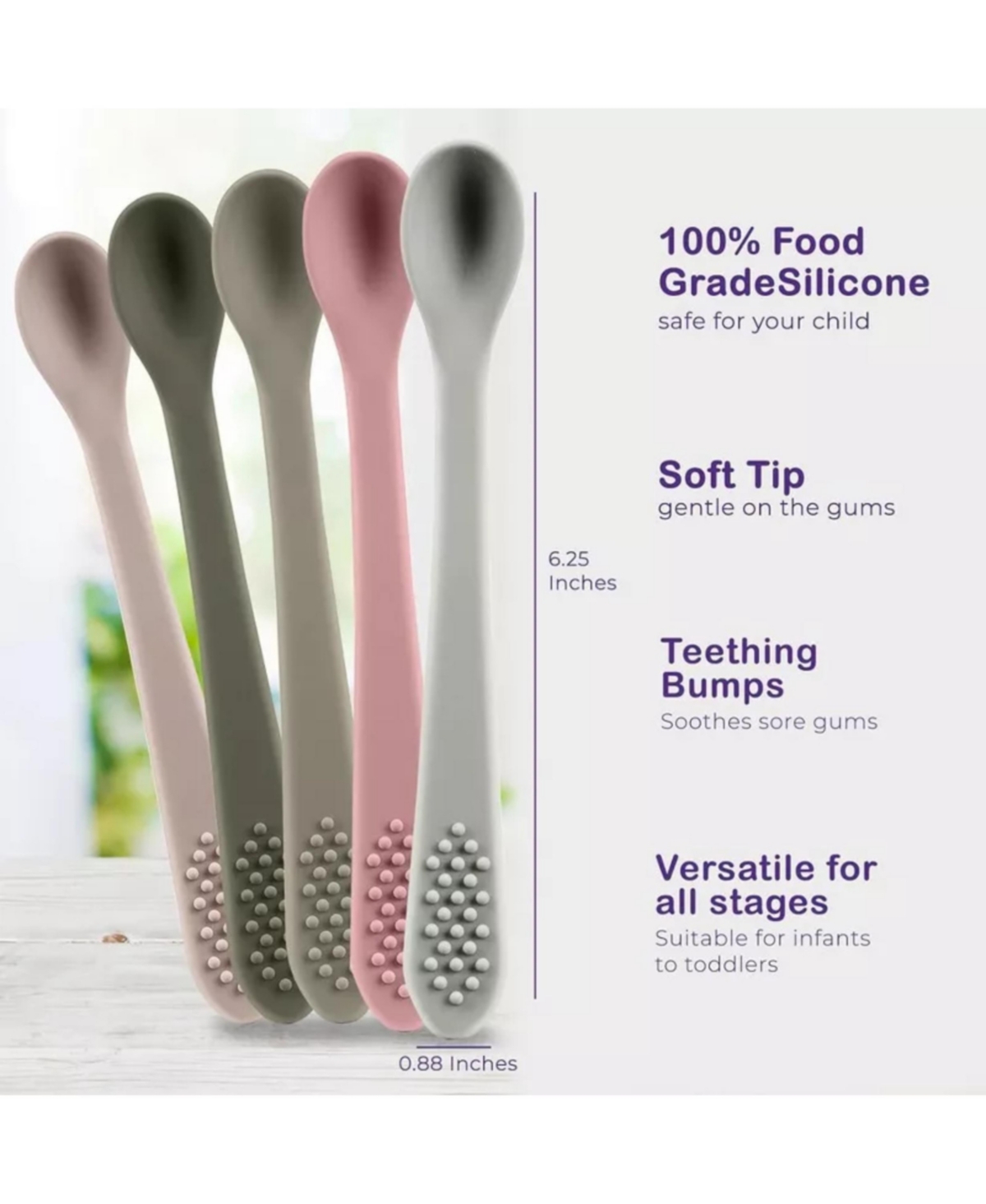 Sperric Baby Spoons - Infant Spoons First Stage - Silicone Baby Spoon For Self Feeding - First Stage Baby Feeding Spoon Set Gum Friendly - Bpa Free