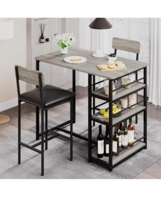 3-piece Wood & Metal Rectangular Kitchen Dining Table Set