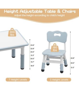Kids Table and Chair Set, Height Adjustable Toddler Table and 4 Chairs Set for Ages 2-10, Graffiti Desktop, Non-Slip Legs, Arts & Crafts Table, Children Activity Table for Daycare Classroom Home