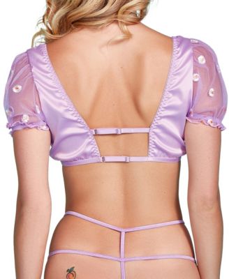 Women's Sheer Daisy Embroidery Lingerie Set  