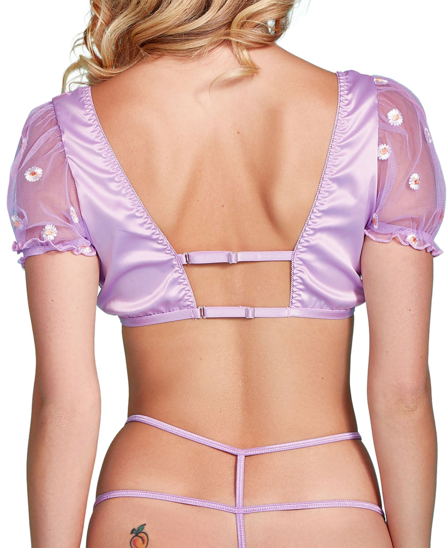 Women's Sheer Daisy Embroidery Lingerie Set