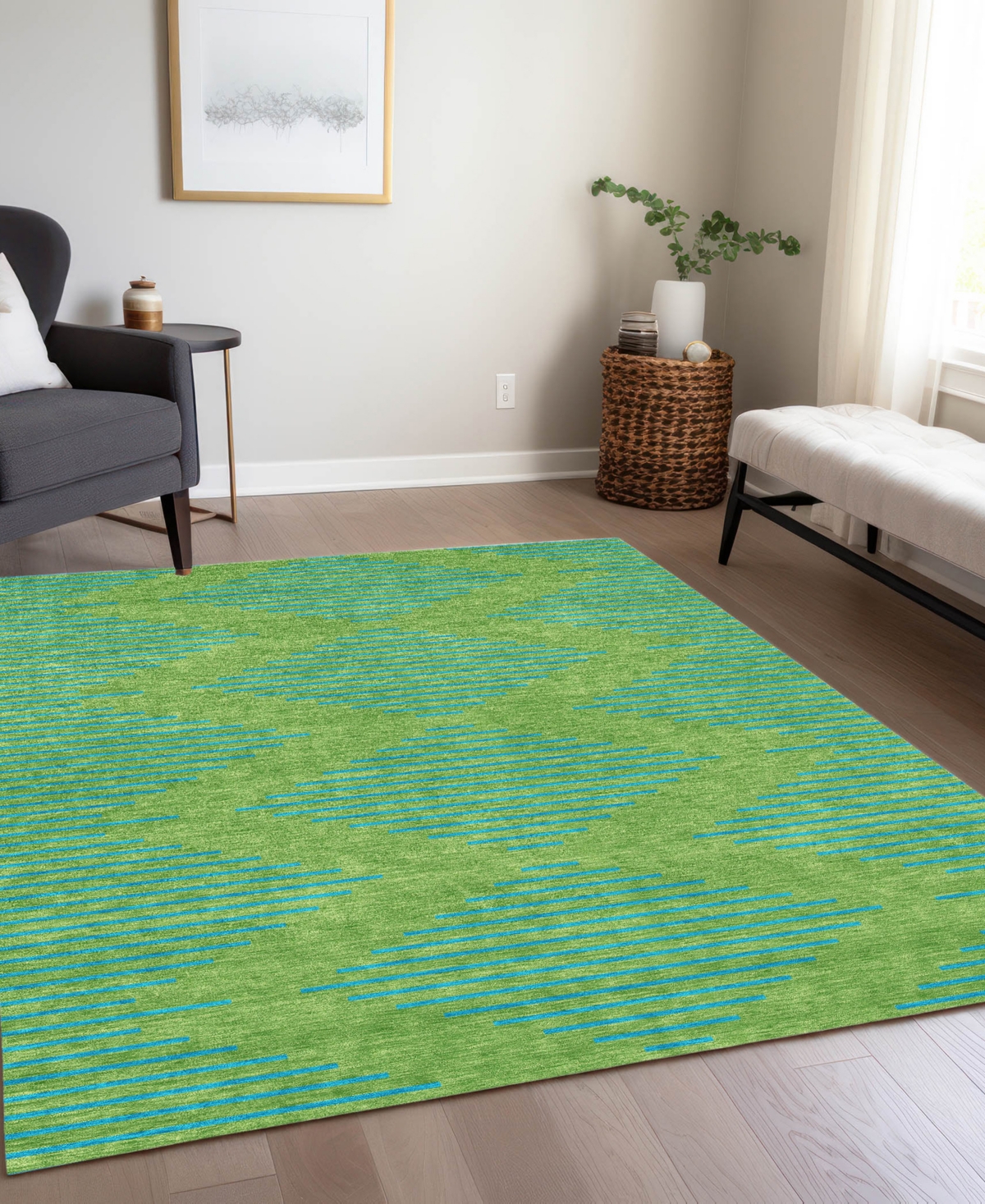 Addison Chantille Machine Washable Acn1017 8'x10' Area Rug In Green
