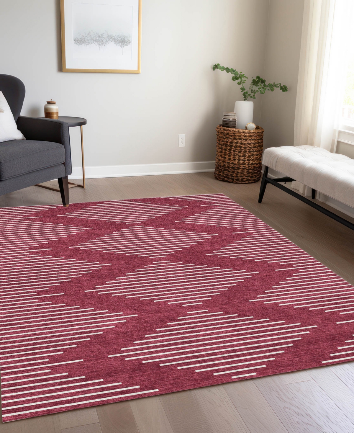 Addison Chantille Machine Washable Acn1016 8'x10' Area Rug In Cranberry
