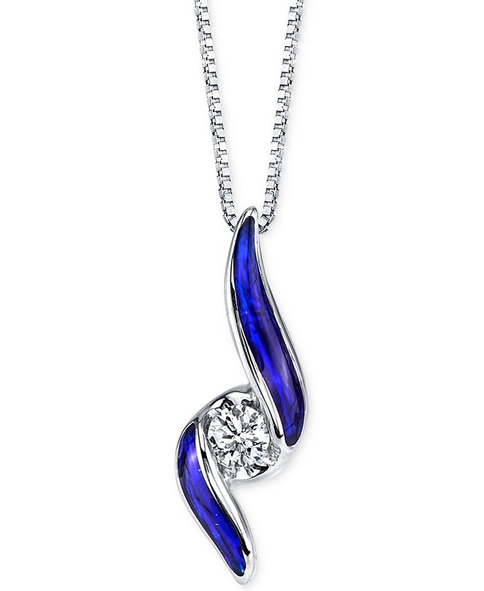 Macy's - Diamond Twist Pendant Necklace (1/10 ct. t.w.) in 14k White Gold