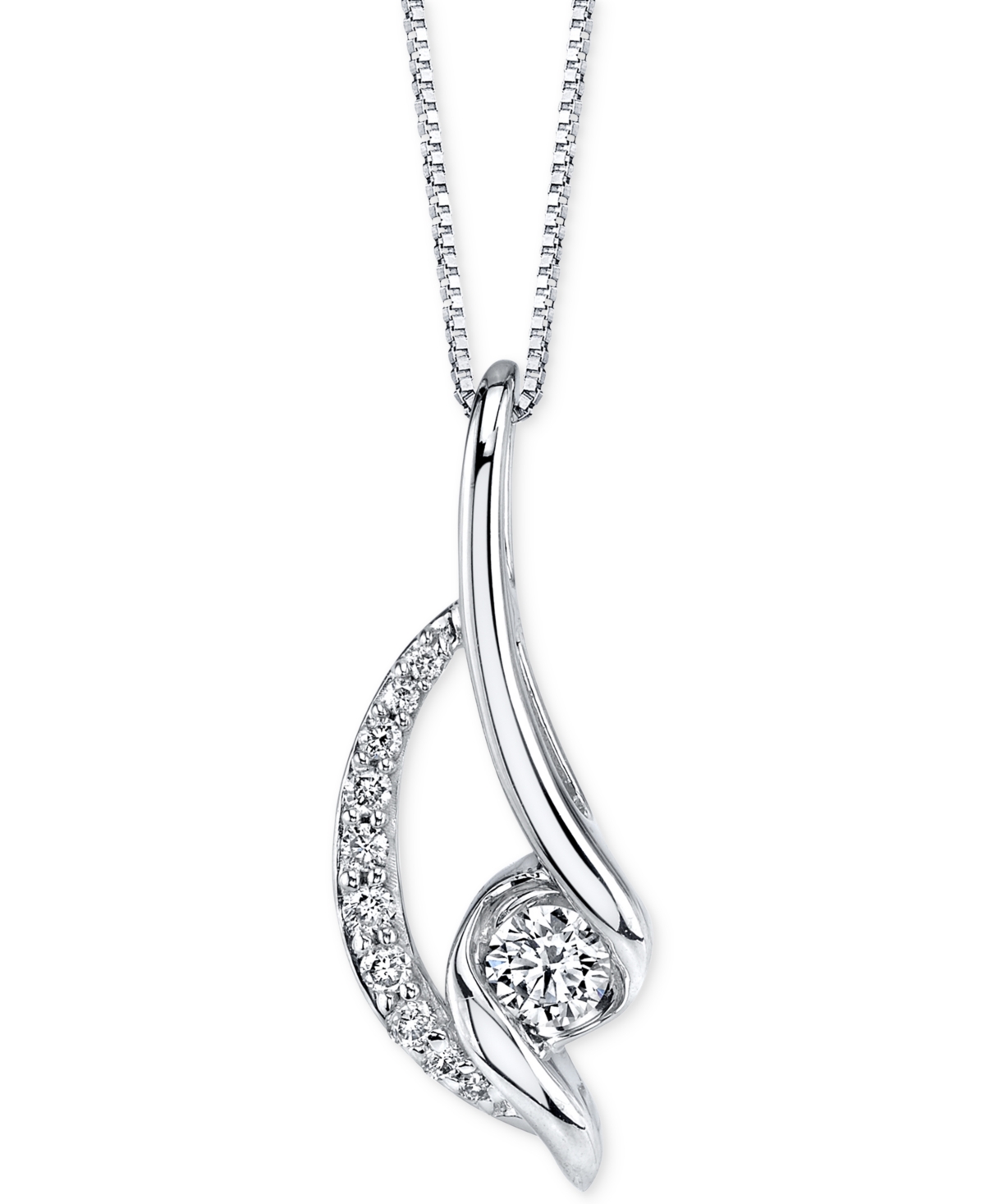Diamond Twist Pendant Necklace (3/8 ct. t.w.) in 14k White Gold - White Gold