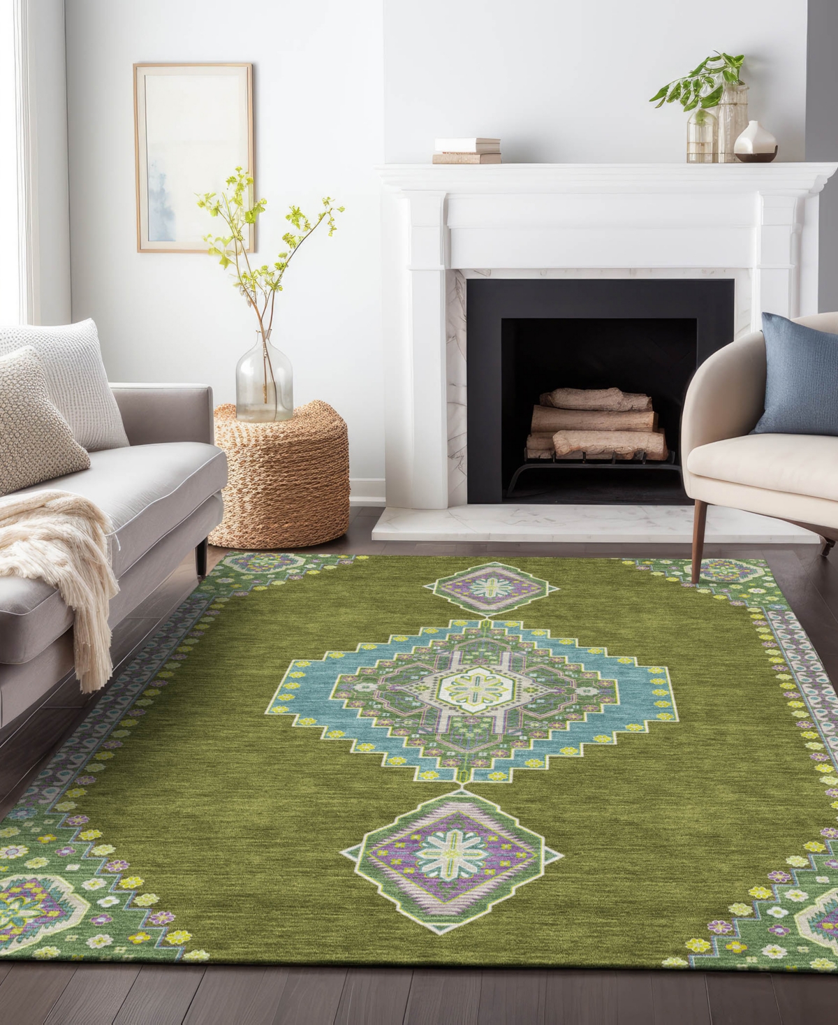 Addison Chantille Machine Washable Acn1014 9'x12' Area Rug In Olive