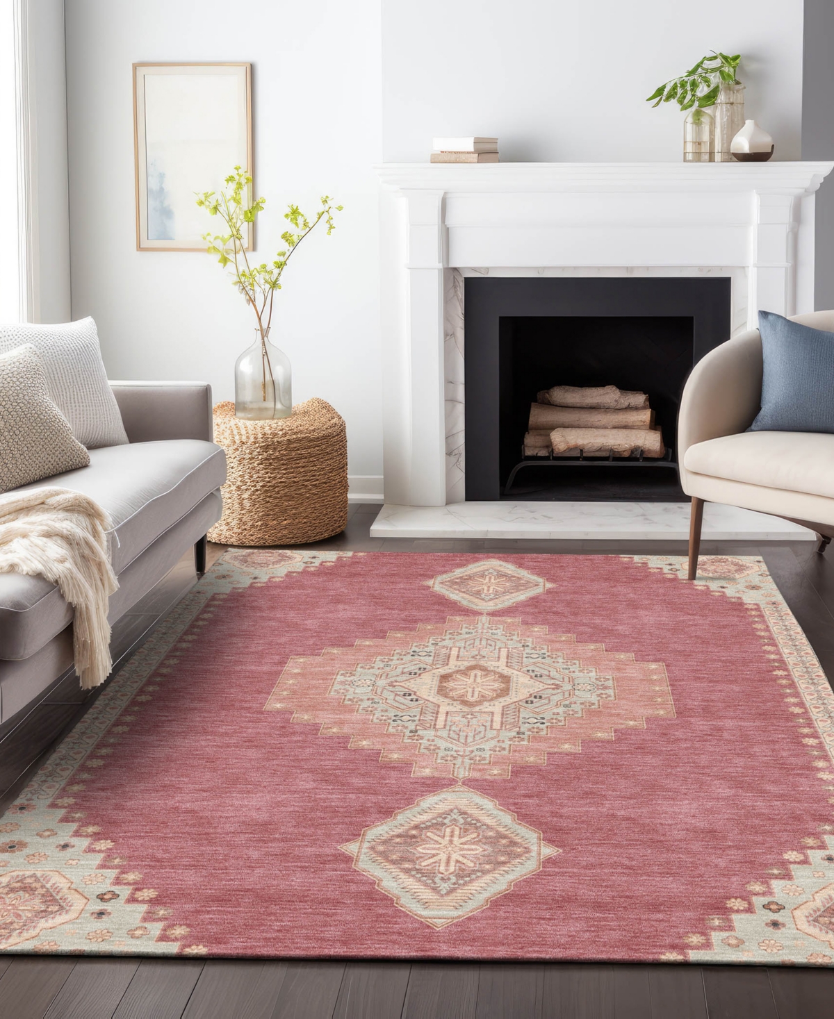 Addison Chantille Machine Washable Acn1014 9'x12' Area Rug In Rose