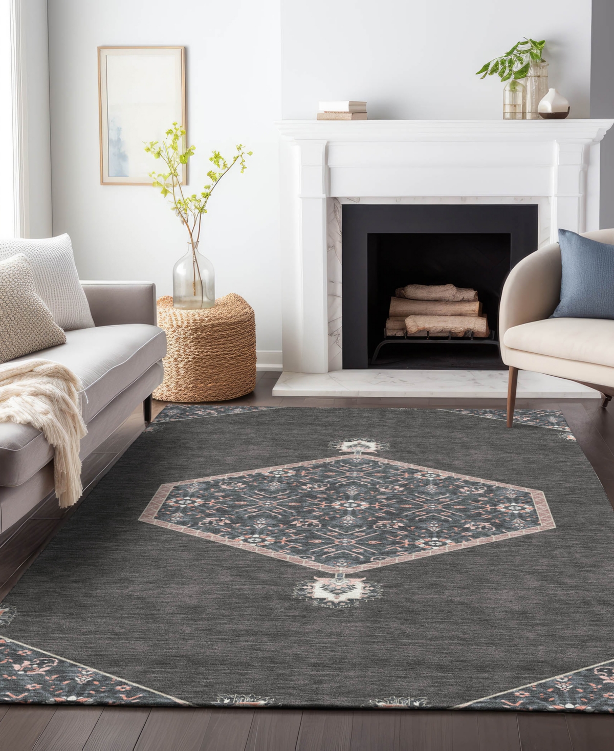 Addison Chantille Machine Washable Acn1011 9'x12' Area Rug In Charcoal