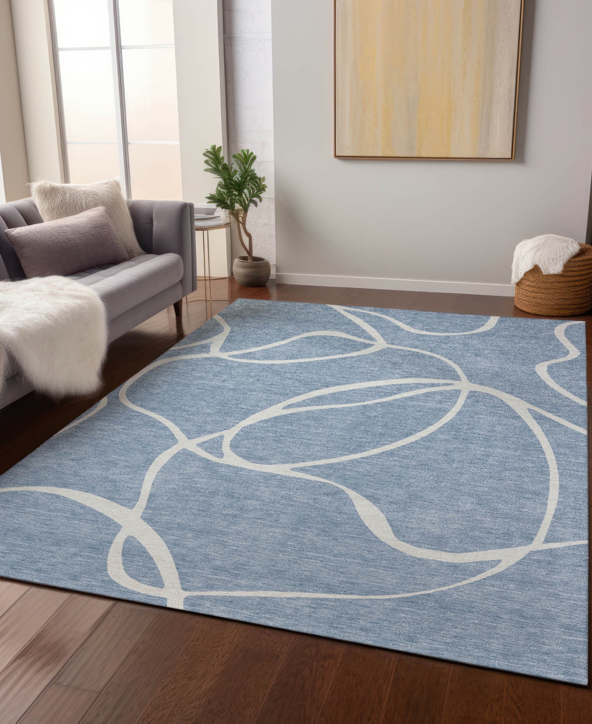 Shop Addison Chantille Machine Washable Acn999 5'x7'6" Area Rug In Denim