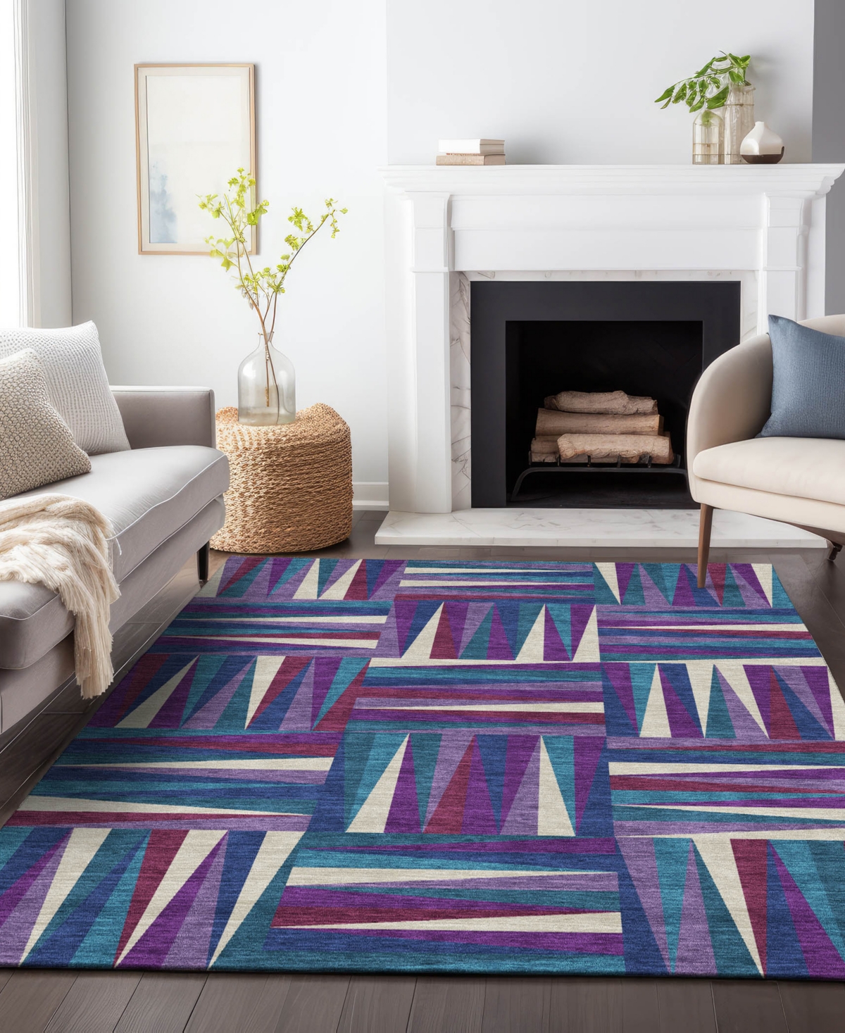 Addison Chantille Machine Washable Acn1012 5'x7'6" Area Rug In Purple