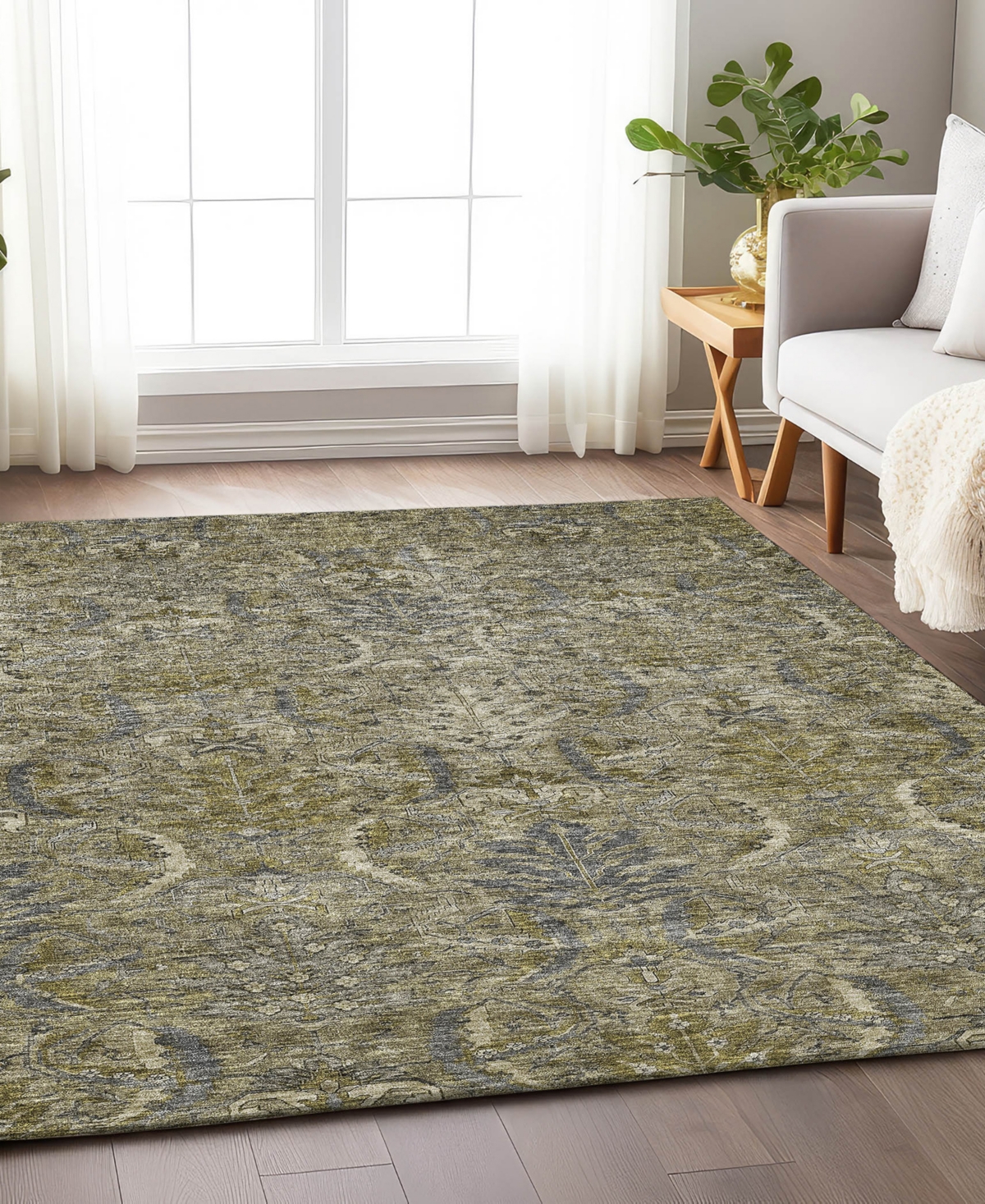 Addison Chantille Machine Washable Acn1082 9'x12' Area Rug In Taupe