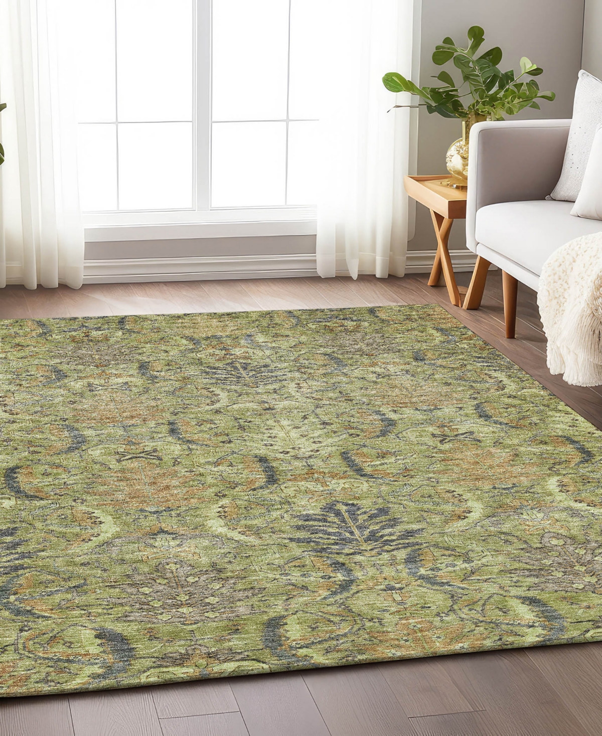 Addison Chantille Machine Washable Acn1082 8'x10' Area Rug In Grass