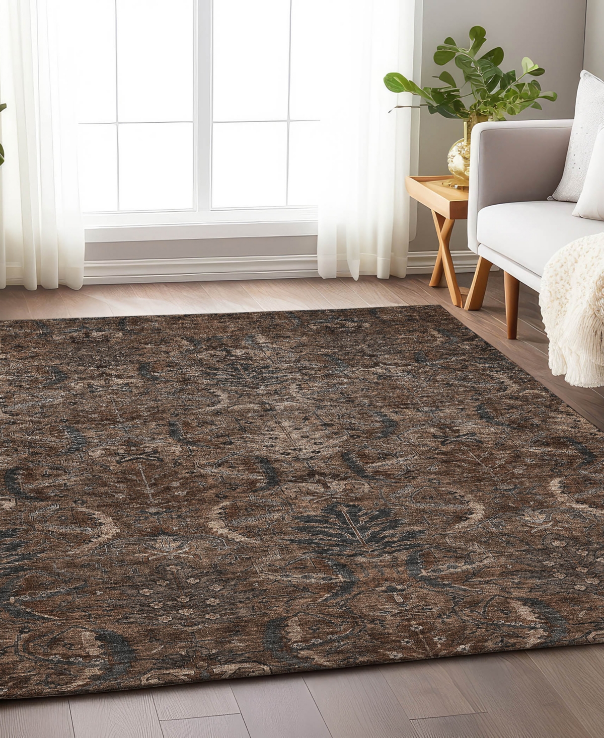 Addison Chantille Machine Washable Acn1082 5'x7'6" Area Rug In Cocoa