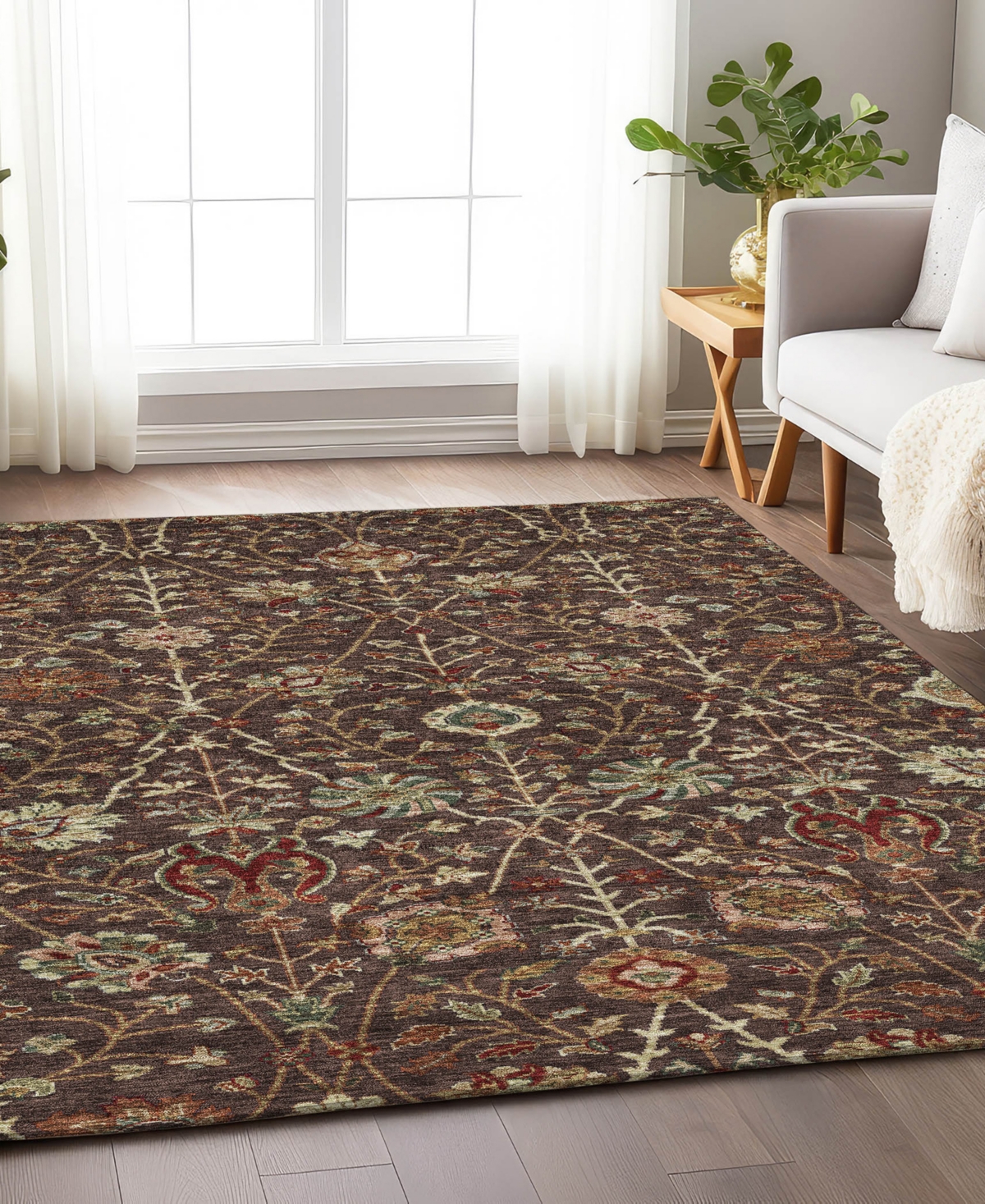 Addison Chantille Machine Washable Acn1085 3'x5' Area Rug In Chocolate