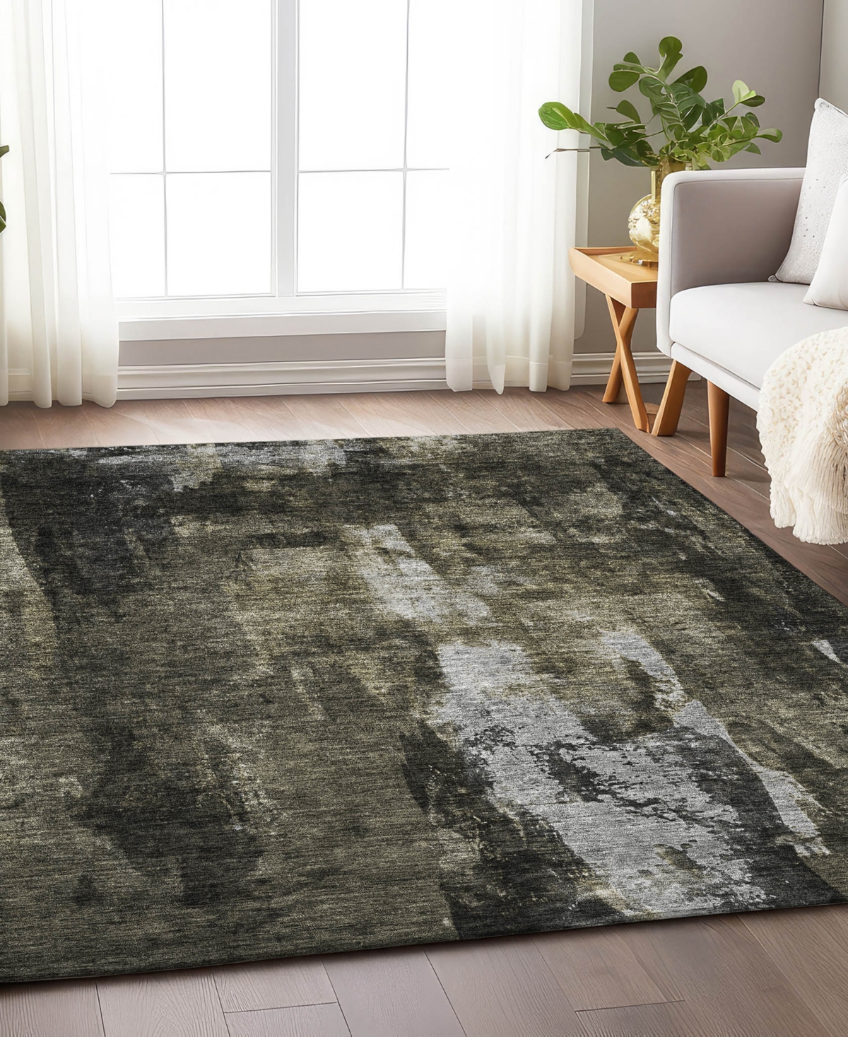Addison Chantille Machine Washable Acn1077 3'x5' Area Rug In Charcoal