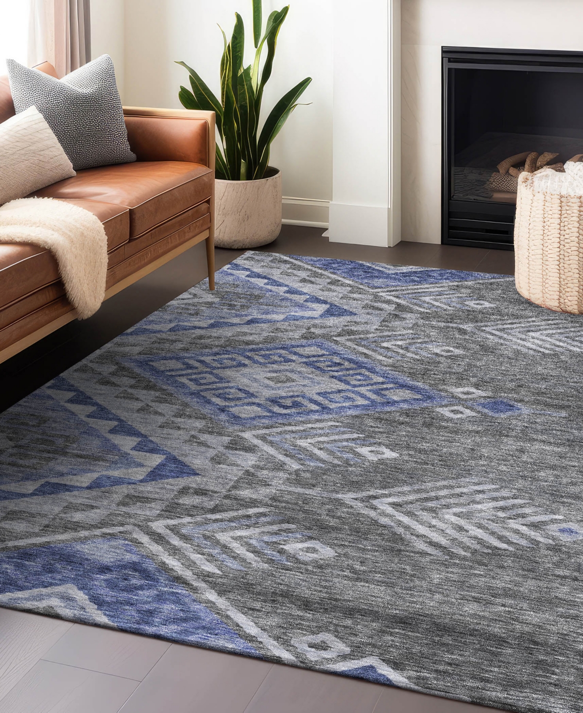 Addison Chantille Machine Washable Acn1091 2'6"x3'10" Area Rug In Charcoal