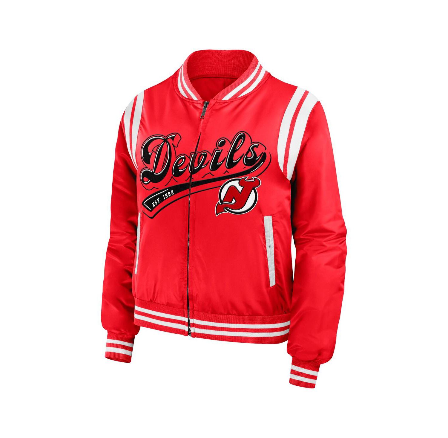 Women's Red New Jersey Devils Baller Full-Zip Bomber Jacket