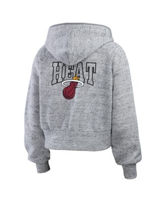 Women's Heather Gray Miami Heat Speckled Radiator Full-Zip Hoodie