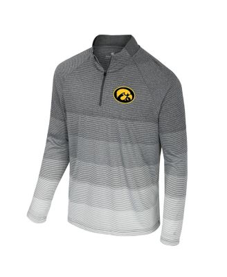 Men's Gray Iowa Hawkeyes AI Striped Mesh Quarter-Zip Raglan Windshirt