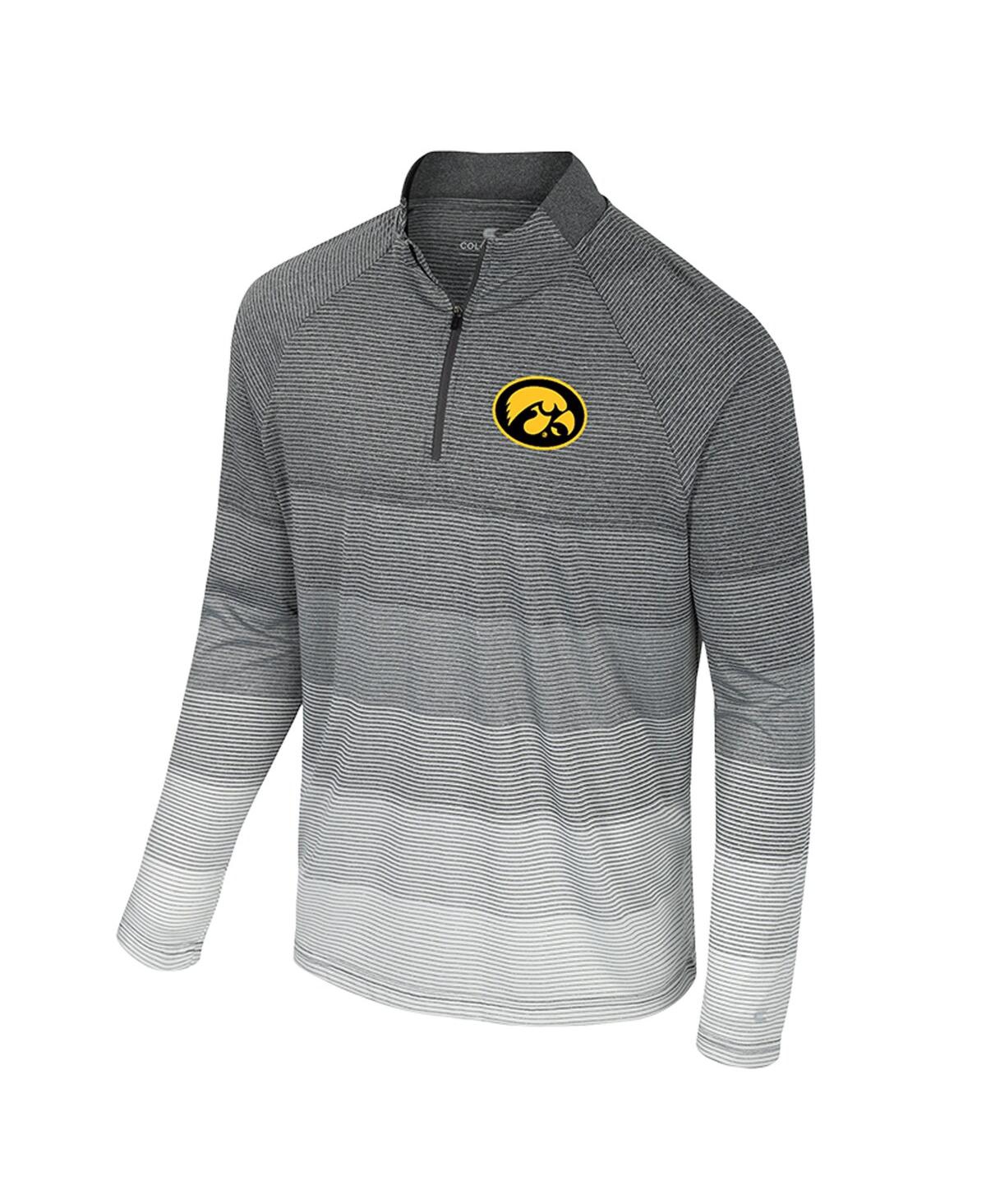 Colosseum Men's Gray Iowa Hawkeyes Ai Striped Mesh Quarter-zip Raglan Windshirt In Gray