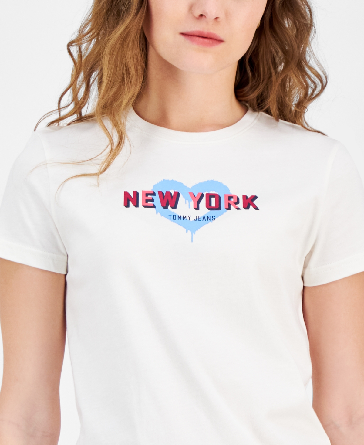 Tommy Jeans Women's Cotton X Nyc Heart Graphic T-shirt In Ancient White
