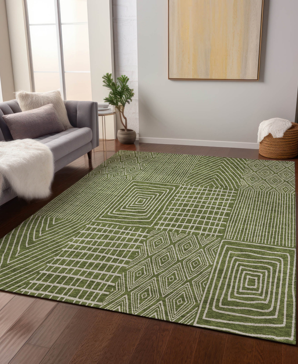 Addison Chantille Machine Washable Acn990 8'x10' Area Rug In Olive