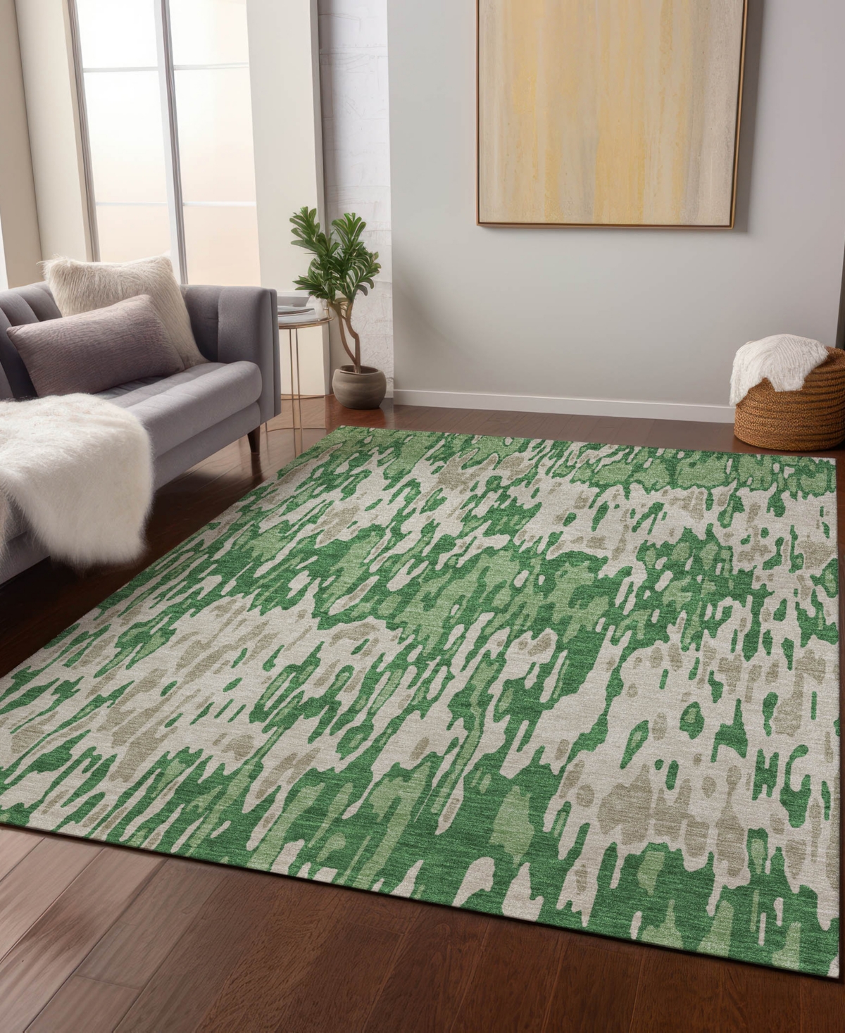 Addison Chantille Machine Washable Acn986 5'x7'6" Area Rug In Green