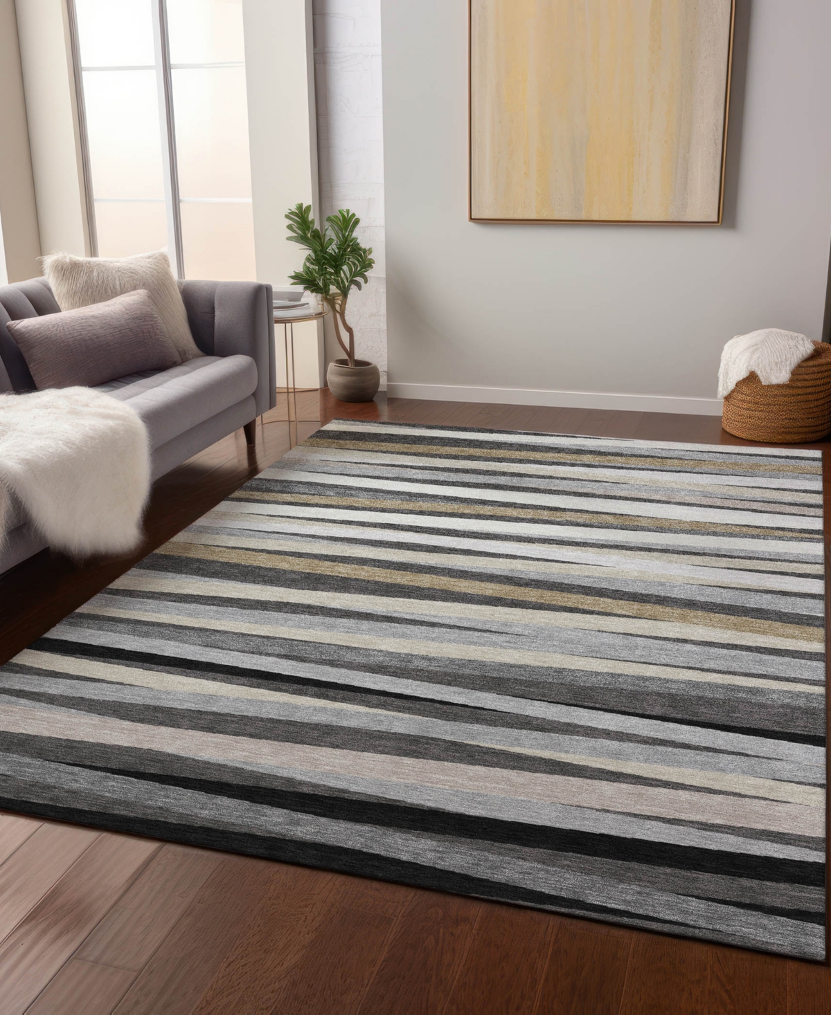 Addison Chantille Machine Washable Acn997 3'x5' Area Rug In Gray