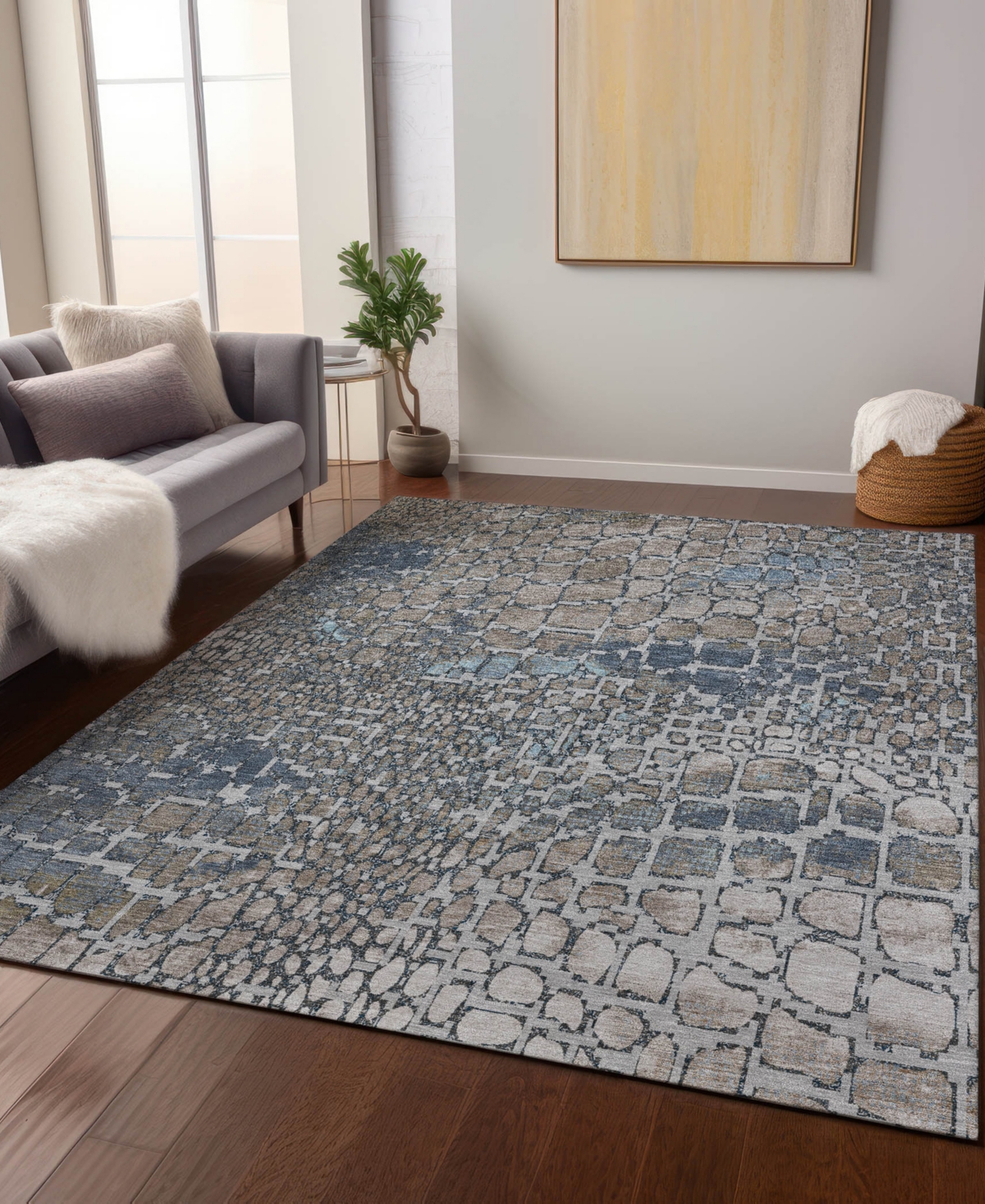 Addison Chantille Machine Washable Acn988 5'x7'6" Area Rug In Silver