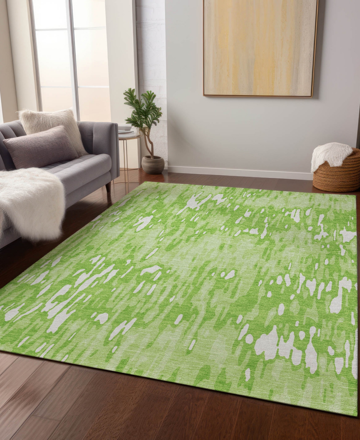 Addison Chantille Machine Washable Acn986 5'x7'6" Area Rug In Lime