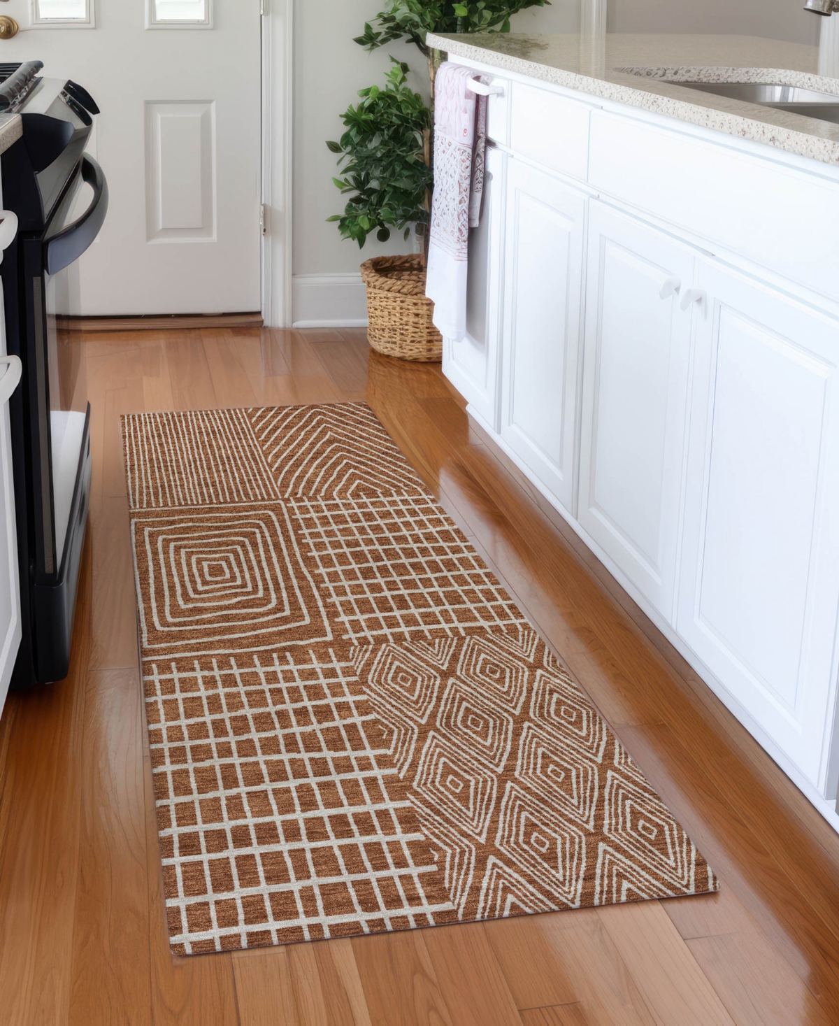 Addison Chantille Machine Washable Acn990 2'3"x7'6" Runner Area Rug In Paprika