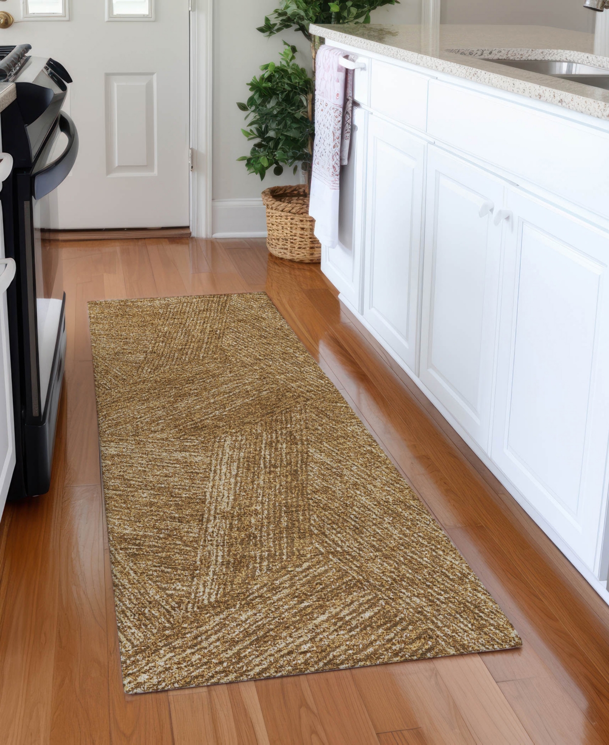 Addison Chantille Machine Washable Acn991 2'3"x7'6" Runner Area Rug In Gold