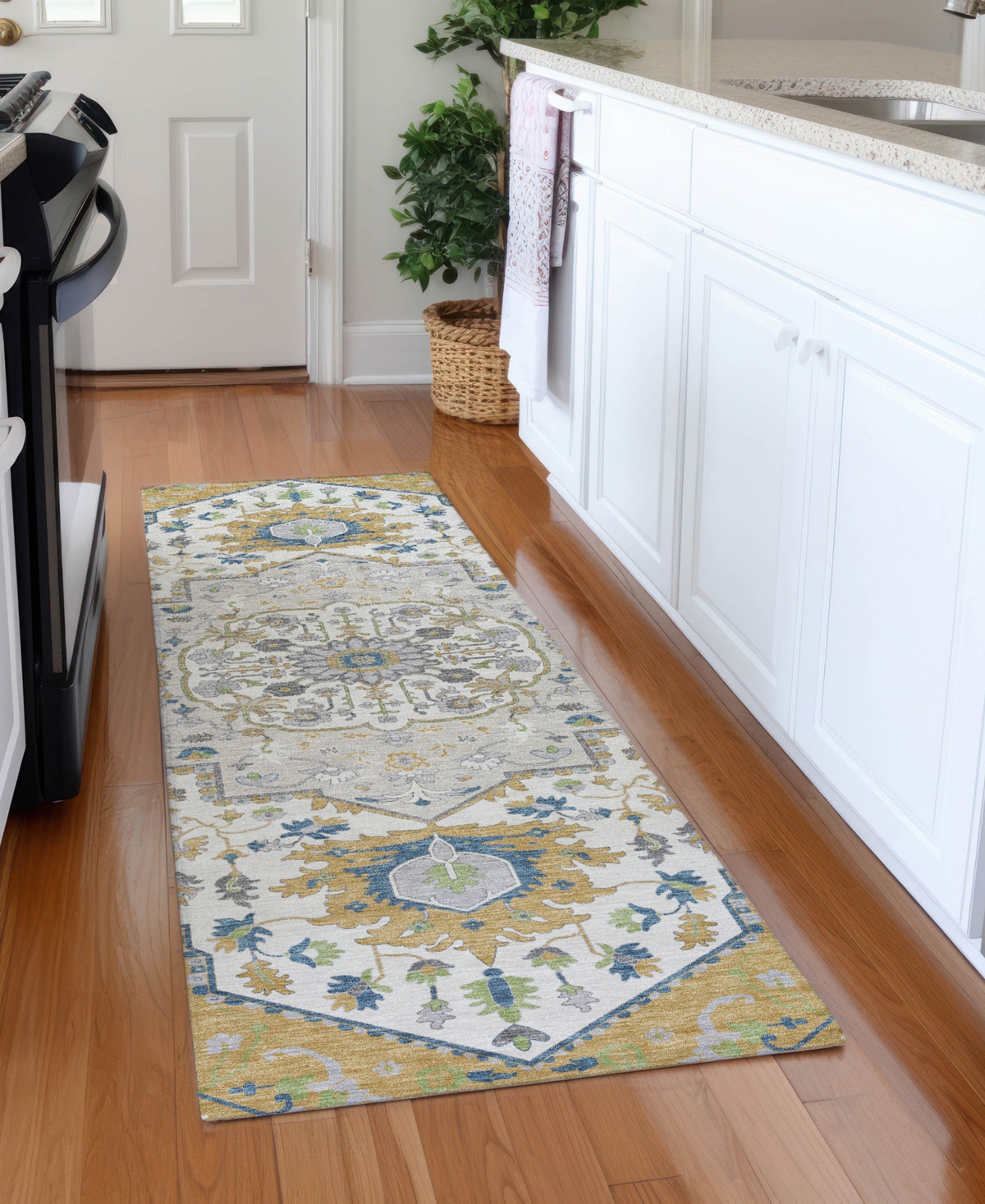 Addison Chantille Machine Washable Acn985 2'3"x7'6" Runner Area Rug In Gold
