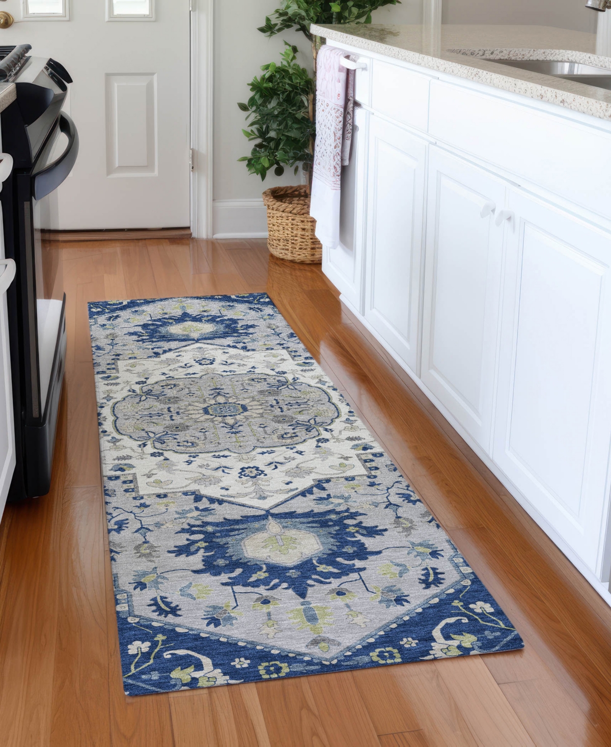 Addison Chantille Machine Washable Acn985 2'3"x7'6" Runner Area Rug In Navy