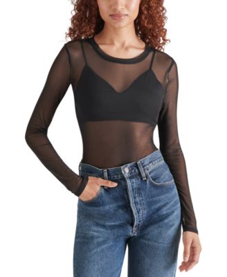 Steve Madden - Women's Azure Long-Sleeve Mesh Bodysuit