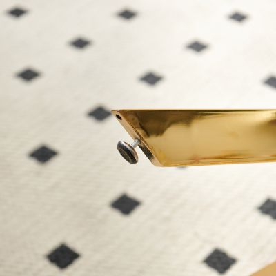 Golden Glass Dining Table with Cross Metal Base