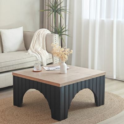 Rustic Wood Coffee Table with Arch Base