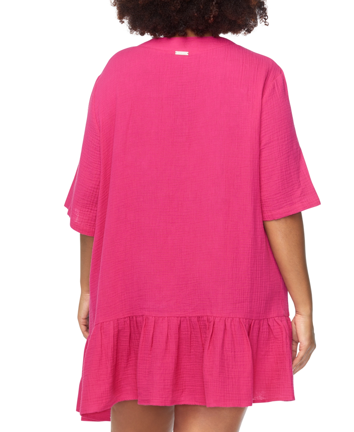 Raisins Curve Trendy Plus Size Sol Cotton Cover-up In Pink