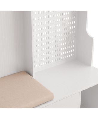 Streamdale Hallway Hall Tree with Bench, Shelves & Pegboard